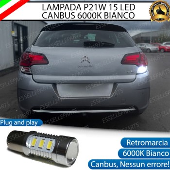 Lampada LED Retromarcia Da 15 LED Canbus 6000K con lente frontale Citroen C4 MK2