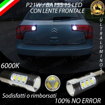 Coppia Lampade LED Retromarcia Da 15 LED Canbus 6000K Citroen C5 MK1 Con Lente Frontale