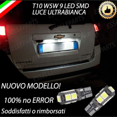 Coppia Luci Targa T10 W5W 9 LED canbus 6000K per Chevrolet Captiva Pre-Restyling