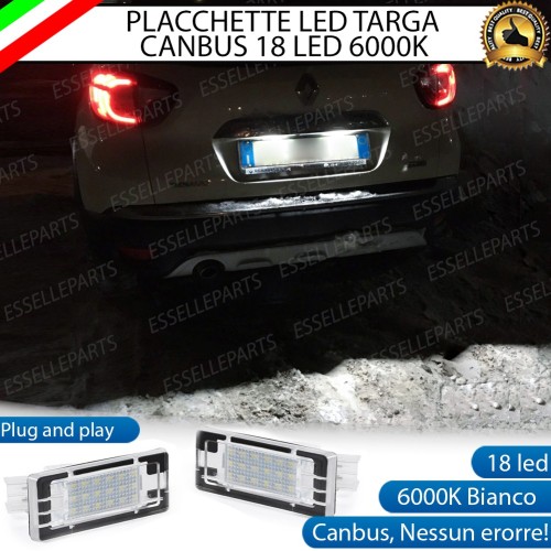 Coppia Placchette Targa LED Complete Da 18 LED Canbus 6000K Bianco Renault Captur