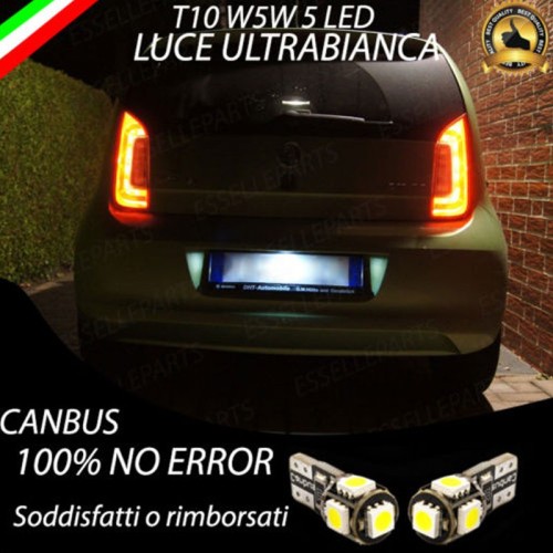 Coppia Luci Targa T10 W5W 5 LED canbus 6000K Bianco per Skoda Citigo Pre-Restyling