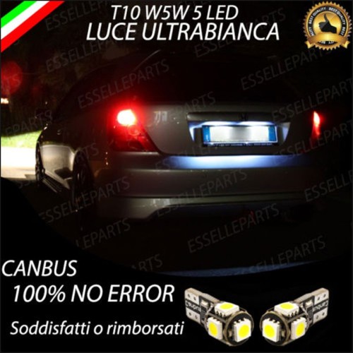 Coppia Luci Targa T10 W5W 5 LED canbus 6000K Bianco per Honda Civic 7G Fino al 2003
