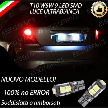 Coppia Luci Targa T10 W5W 9 LED canbus 6000K Bianco per Honda Civic 7G Fino al 2003