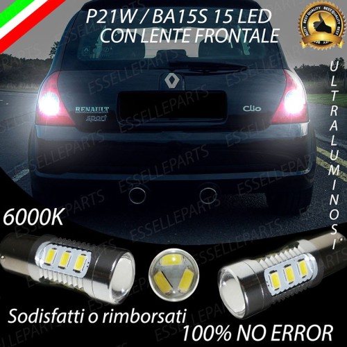 Coppia Lampade LED Retromarcia 15 LED Canbus 6000K con lente Renault Clio 2 Pre-Restyling