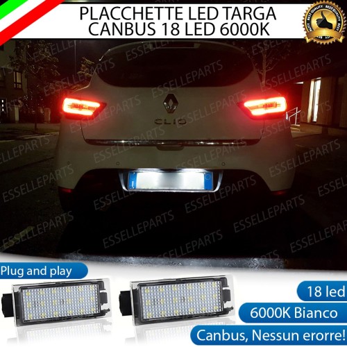 Coppia Placchette Targa LED Complete Da 18 LED Canbus 6000K Bianco Renault Clio 4
