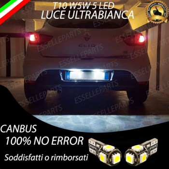 Coppia Luci Targa T10 W5W 5 LED canbus 6000K per Renault Clio MK4 Pre-Restyling