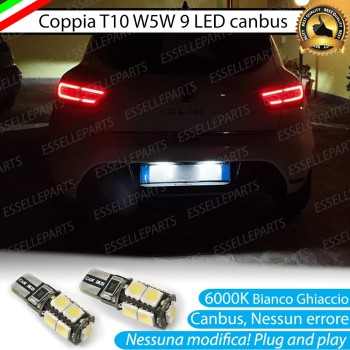 Coppia Luci Targa T10 W5W 9 LED canbus 6000K per Renault Clio 4 Pre-Restyling