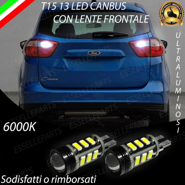Coppia lampade 13 LED Retromarcia con lente 6000K per Ford C-Max MK2 Fino al 2014
