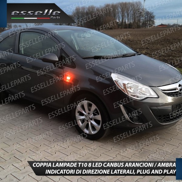 Coppia Lampade T10 W5W 8 LED Per Frecce Laterali Opel Corsa D