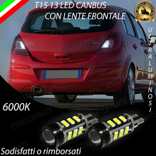 Coppia lampade 13 LED Retromarcia T15 con lente 6000K Opel Corsa D 5 porte