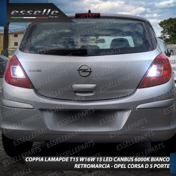 Coppia Lampade 15 LED Retromarcia T15 1200 Lumen Canbus 6000K Opel Corsa D 5 porte Coppia Lampade 15 LED Retromarcia T15 1200 Lumen Canbus 6000K Opel Corsa D 5 porte