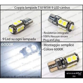 Coppia Luci Targa T10 W5W 9 LED canbus 6000K Bianco per Opel Corsa D Fino al 2010 Coppia Luci Targa T10 W5W 9 LED canbus 6000K Bianco per Opel Corsa D Fino al 2010