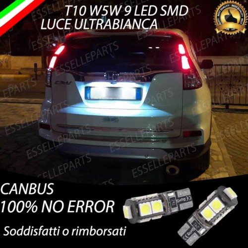 Coppia Luci Targa T10 W5W 9 LED canbus 6000K Bianco per Honda CR-V MK4 Fino al 2014