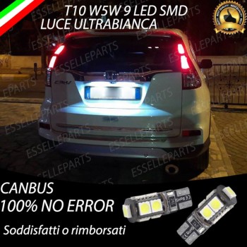 Coppia Luci Targa T10 W5W 9 LED canbus 6000K Bianco per Honda CR-V MK4 Fino al 2014