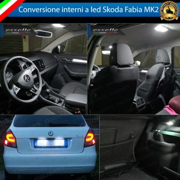 Kit LED interni + Luci targa LED 6000K bianco Canbus per Skoda Fabia MK2