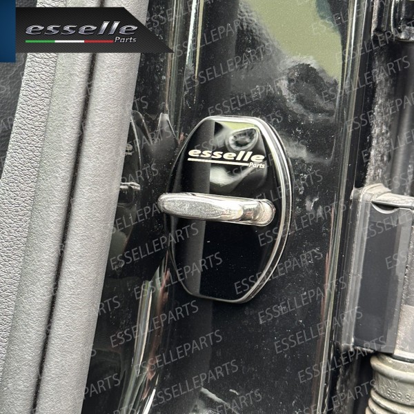 2 X Cover Serratura Porte Adesivo In Metallo Cromo Fume' Per Skoda Fabia 3