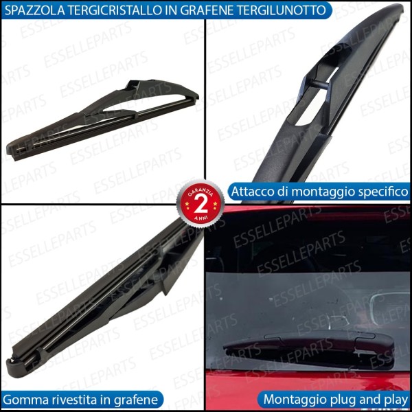 Kit Spazzola Tergilunotto Posteriore Per Fiat 500