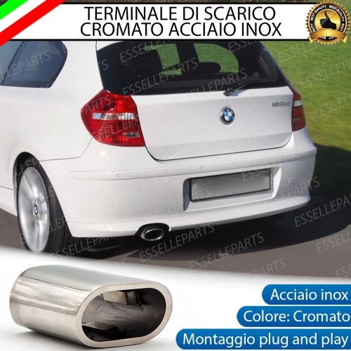 Terminale Scarico Cromato Lucido Acciaio Inox Bmw Serie 1 E87 E88 E81 E82 Scarico Ovale