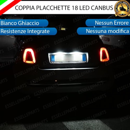 Coppia Placchette Targa LED Complete Da 18 LED Canbus 6000K Bianco Fiat 500 restyling