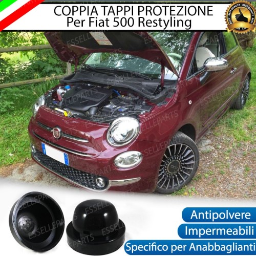 Coppia Tappi Coprifaro Maggiorati Posteriori Anabbaglianti Fiat 500 Restyling