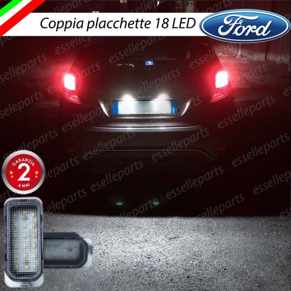 Coppia Placchette Targa LED Complete Da 18 LED Canbus 6000K Bianco Ford Fiesta MK6