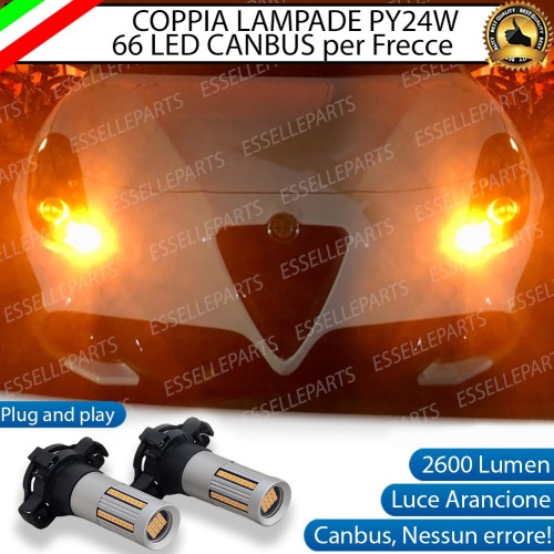 Coppia Frecce Anteriori Py24W 66 LED Canbus 3.0 Per Alfa Romeo Giulietta
