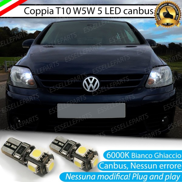 Coppia luci di posizione T10 W5W 5 LED canbus 6000K Bianco per Volkswagen Golf plus Fino al 2008