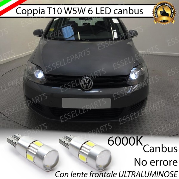 Coppia luci di posizione T10 W5W 6 LED canbus da 6000K Bianco 400 Lumen per VW Golf plus Fino al 2008