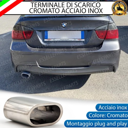 Terminale Scarico Cromato Lucido Acciaio Inox Bmw Serie 3 E90 E91 Scarico Ovale