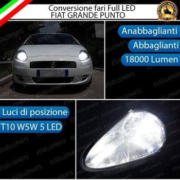 Conversione Fari Full LED 18000 Lumen Fiat Grande Punto 6000K Bianco Canbus