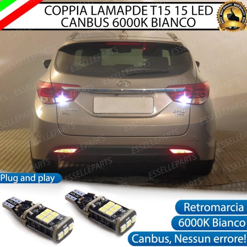 Coppia Lampade 15 LED Retromarcia T15 1200 LM Canbus 6000K Hyundai I40 Fino al 2013