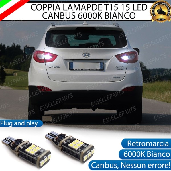 Coppia Lampade 15 LED Retromarcia T15 1200 LM Canbus 6000K Hyundai IX35 Fino al 2013