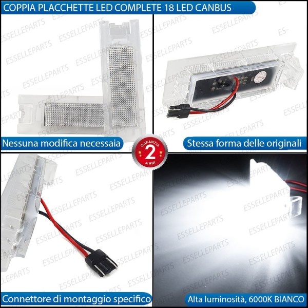 Coppia Placchette Targa LED Complete Da 18 LED Canbus 6000K Bianco Hyundai Ix35