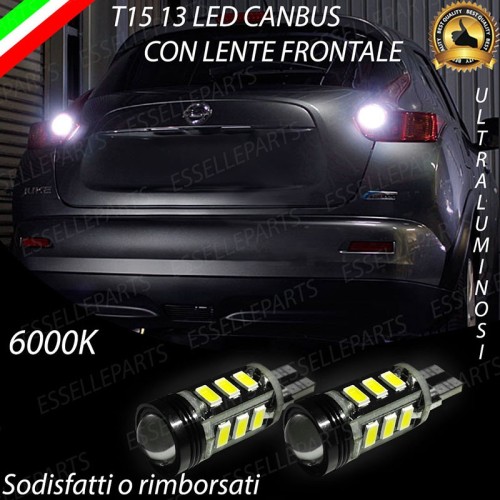 Coppia lampade 13 LED Retromarcia T15 con lente 6000K bianco Nissan Juke Fino al 2013