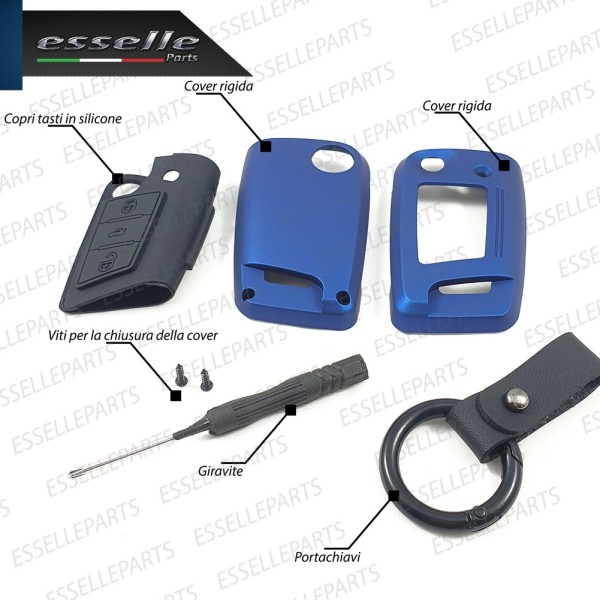 Cover Blu Satinato In Plastica Rigida Di Protezione Per Chiave Seat Leon 3 5F