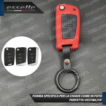 Cover Rosso Satinato In Plastica Rigida Di Protezione Per Chiave Seat Leon 3 5F