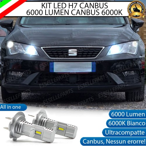 Kit Full LED Coppia H7 Ultra Compatta 6000 Lumen Abbaglianti Specifici Per Seat Leon 3 5F