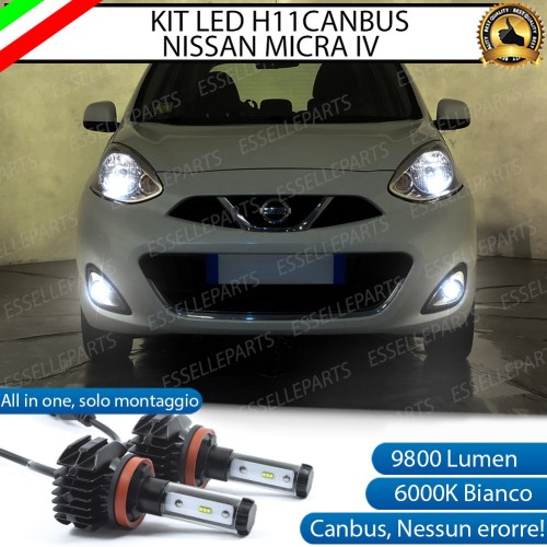 Kit Full LED Fendinebbia H11 9800 Lumen 6000K bianco Per Nissan Micra MK4