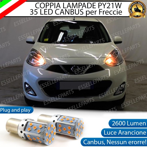 Coppia Frecce Anteriori Py21W 35 LED Canbus Nissan Micra Iv