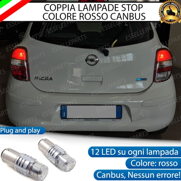 Coppia Lampade LED Bay15D Stop / Posizione Posteriori Per Nissan Micra Iv