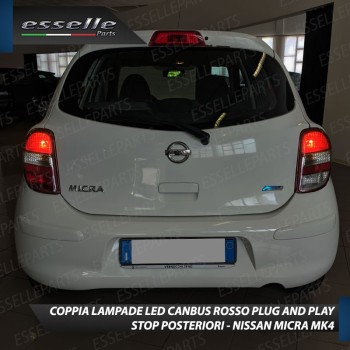 Coppia Lampade LED Bay15D Stop / Posizione Posteriori Per Nissan Micra Iv