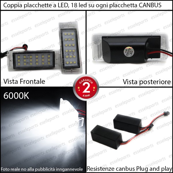Coppia Placchette Targa LED Complete Da 18 LED Canbus 6000K Bianco Opel Mokka
