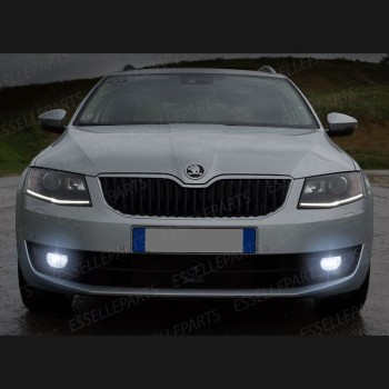 Luci Fendinebbia H8 LED 900 Lumen 6000K bianco Skoda Octavia 5E