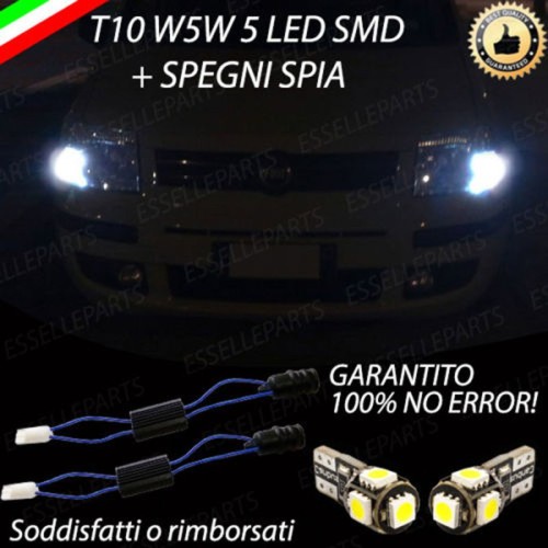 Coppia luci di posizione T10 W5W 5 LED canbus 6000K Bianco Fiat Panda MK2 169