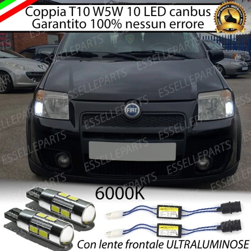 Coppia luci di posizione T10 W5W 10 LED canbus 6000K Bianco Fiat Panda MK2 169