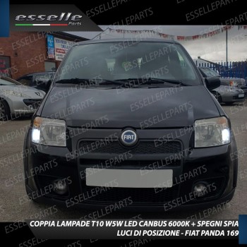 Coppia luci di posizione T10 W5W 10 LED canbus 6000K Bianco Fiat Panda MK2 169
