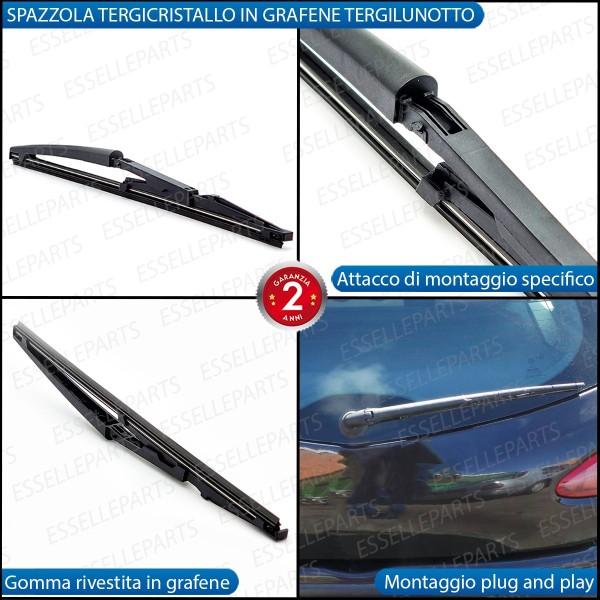 Kit Spazzola Tergilunotto Posteriore Per Fiat Panda Ii
