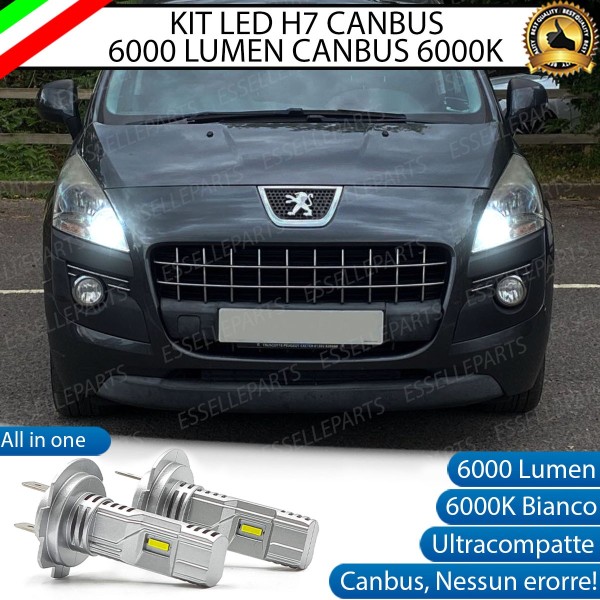 Kit Full LED Coppia H7 Ultra Compatta 6000 Lumen Abbaglianti Specifici Per Peugeot 3008