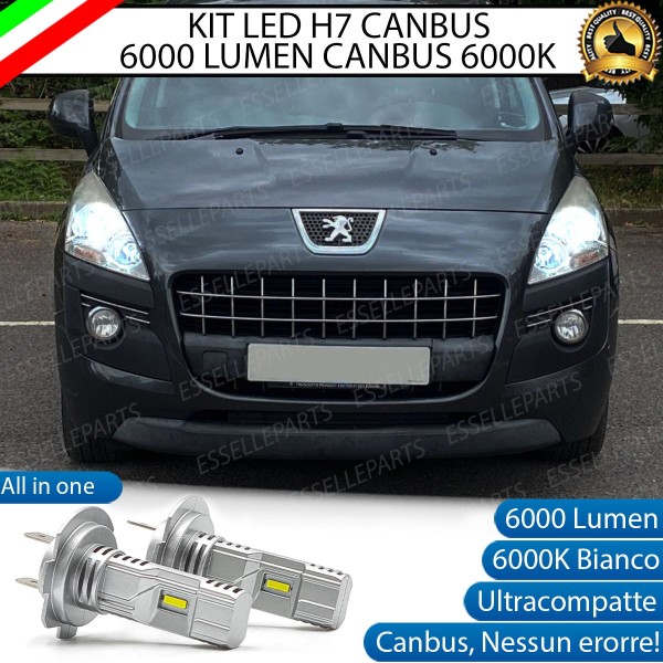 Kit Full LED Coppia H7 Ultra Compatta 6000 Lumen Anabbaglianti Specifici Per Peugeot 3008