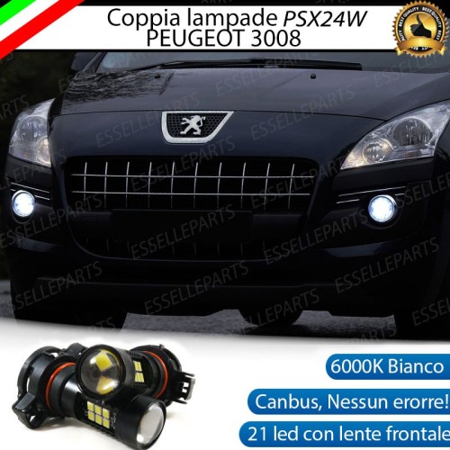 Coppia Lampade PSX24W 21 LED 6000K Canbus Fendinebbia Peugeot 3008 Pre-Restyling